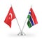 Gambia and Turkey table flags isolated on white 3D rendering