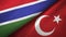 Gambia and Turkey two flags textile cloth, fabric texture