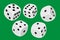 Gamble with dices rolling and different playing cards clubs, hearts and spades in background - illustration in simple clean design
