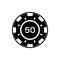 Gamble Game Chip Glyph Pictogram. Chip Poker Casino Black Silhouette Icon. Fortune Success Lucky Vegas Sign. Gambling