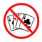 Gamble prohibition icon on white background. flat style. gambling prohibited icon for your web site design, logo, app, UI.