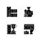 Gambling black glyph icons set on white space