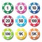 Gambling casino poker chips numbers color sign