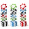 Gambling chips falling to stacks - poker chips