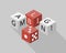 Gambling dice. Gabling addicted vector concept