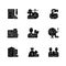 Gambling game types black glyph icons set on white space