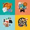 Gambling games 4 flat icons square