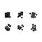 Gambling and intellectual games black glyph icons set on white space