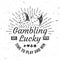 Gambling lucky logo, badge design with two dice silhouette. Time to play and win. Vector illustration. Two dice for