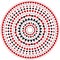 Gambling poker round mandala with red and black symbols, vector