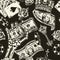 Gambling vintage monochrome seamless pattern