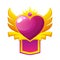 Game badges violet Heart with wings and crown