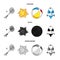 A game of badminton, a ball and the sun.Summer vacation set collection icons in cartoon,black,monochrome style vector