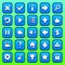 Game blue square buttons set