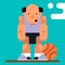 Game character. Basketball player with ball. Vector illustration