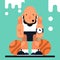 Game character. Basketball player with two balls for motion design. Vector illustration in flat style.