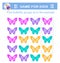 A game for children. Find butterfly groups as in the example. Vector illustration.