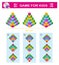 Game for children. Need to find correct top view of pyramids.