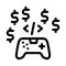 Game coding and sell icon vector outline illustration