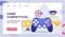 Game competition joystick campaign for web website home homepage landing page template banner flyer with modern flat