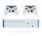 Game console with controllers vector icon flat isolated