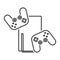 Game console icon with joysticks. Latest generation trend, simple minimalistic image. Stylish design. Isolated vector on