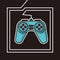 Game controller with white cable border and black background illustration design poster