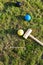 Game of croquet on green lawn