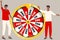 Game fortune wheel. Man playing risk game with fortune wheel and lottery. Casino and gambling