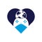 Game Globe heart shape concept Logo Icon Design.
