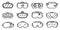 Game goggles icons set, outline style