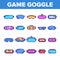 Game Goggles Vector Color Line Icons Set