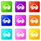 Game headset icons 9 set