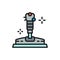 Game joystick, gamepad flat color line icon.