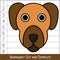 Game for kids, children. Math Puzzles. Cut and complete. Learning mathematics. Dog Face