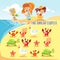 Game for kids with finding six pairs of cute beach inhabitants.