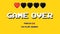 Game over 8-bit hearts five lives gone yel
