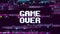 Game over fantastic computer background with glitch noise retro effect vector screen