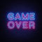 Game Over Neon Text Vector. Game Over neon sign, Gaming design template, modern trend design, night neon signboard