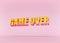 Game over Pixel art text isolated on pastel pink background. 3d rendering