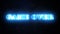 Game over reveal text with blue optical flare burst motion and flow particle, 4K 3D rendering futuristic cinematic screen