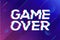 Game over screen glitch video retro pixel background. Game over glitch screen font effect