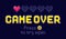 Game over screen. Pixel retro games, try again and 8bit gaming last life vector illustration