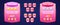 Game pink boards of win or lose, badges of level