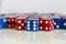 Game play dice red blue number random