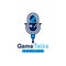 Game Podcast Logo. With a microphone, gameboy, gamepad, and joystick icon. Premium, sporty, and luxury design vector