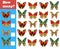 game for preschool children. Educational math game. Count how many different butterflies and write down the result