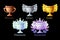 Game Rank awards cup, gold, silver, platinum, bronze, diamond cups 6 steps animation for game.