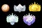 Game Rank Reward, gold, silver, platinum, bronze, diamond geometric icons for game.