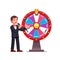 Game show host man presenting wheel of fortune